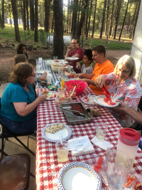 Great weather and good times. We love eating outdoors in the evening.